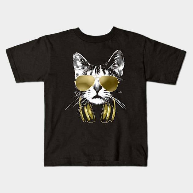 Dj Cat Bling Kids T-Shirt by Nerd_art